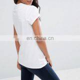 High Quality Cheap Custom Short Sleeves Longline Tall T-shirts Wholesale Cotton Plain Blank Women Tshirt thumbnail-2