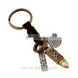 High Quality Braided Leather With Alloy Bullet Pendant Keychain for Men thumbnail-1