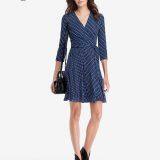Elegant Blue Dotted V-neck Short Dress thumbnail-3