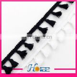 22mm width white and black color tassel fringe chain trimming