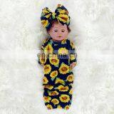 Cute Floral Print Infant Baby Sleeping Bag Long Sleeve Children Clothing and Headband 2pcs Sleeping Bag Baby Gown Set thumbnail-4