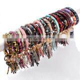Family PU Leather Key Chain Adult Children Circle Tassel Bracelet Wristlet Keychains Snake Leopard Ring Wrist 21colors thumbnail-5