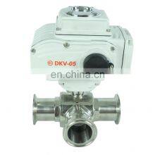 DKV Sanitary Grade 2 Inch 12v 24v 110v Electric Control Tri Clamp 3 Way Electric Ball Valve for Water thumbnail-1