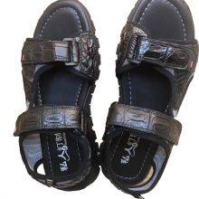 High-Grade Crocodile Leather Private Custom Sandals Summer Open Toe Leather Cool Velcro Men's Sandals Rubber Non-Slip Leather Shoes Men thumbnail-2
