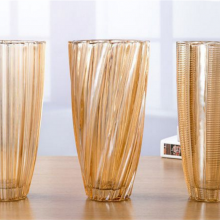 Gold Vertical Glass Vase Home Decoration Desktop Flower Container For Christmas Party thumbnail-1