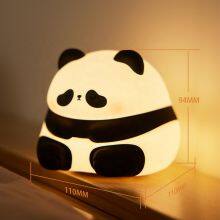 New Cute Animal Lithium Battery Operated Silicone Timer Night Light Baby Lamp Silicone Panda Night Light for Gifts thumbnail-4