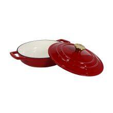 Cast Iron Enamel Casserole Cookware Soup and Stock Shallow Seafood Cooking Pot thumbnail-2