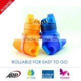 New 650ml/22oz Collapsible, Rollable Silicone Water Bottle With Screw Cap, BPA Free, Up to LFGB Standard thumbnail-5