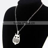 New Stylish High Quality Stainless Steel Diamond OWL Pendant Necklace Wholesale thumbnail-5