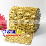 Golden diamond ribbon, diamond mesh banding,diamond mesh ribbon