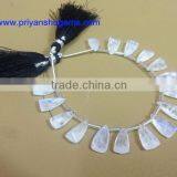 White Rainbow Faceted Elongated Pyramid 8*15 mm 74 Cts Faceted Elongated Pyramid 6" Strand Length Natural Gemstones