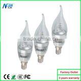 Aluminum 3W E27 E14 B22 LED Candle Light CE ROHS High Power Beads