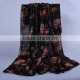 Women Popular Scarf Flower Leaf Pattern Voile Scarves 180*90 Pashmina thumbnail-5