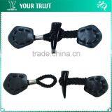 Black Leather Cotton Yarn Twist Cord Rhodium Metal Coat Leather Toggle Buttons thumbnail-1
