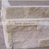 Cheap white natural quartz ledge stone corner price interlock decorateive wall panel