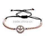 High Quality Silver Copper Bead Bracelets With Silver Smile Charm Tassel Bangle Bracelet thumbnail-3