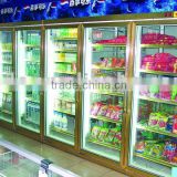 Supermarket see-thru glass freezers