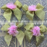 Wholesale christmas fabric metallic ribbon bow christmas decoration bow gift bow