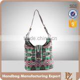 2721 Best Sale Ladies Crochet Flower-motived Canvas Handbags Display Girls Hand Bag
