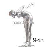 Window Display Silver Fiberglass Yoga Female Mannequin for Sale thumbnail-1