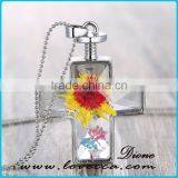 Unique Gift Handmade Dried Flowers Necklace Glass Bottle Vial Necklace With Real Dried Flower Inside thumbnail-6