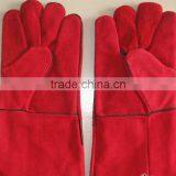 Red Color Safety Gloves,Cow Split Leather Work Glove,Leather Welding Gloves thumbnail-3