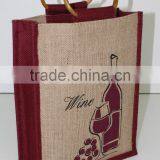 Strong Bag for Three Wine Bottles Jute Bag With Window -promotional Wholesale Custom Three Bottle Wine Bag thumbnail-2
