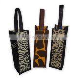 Animal Print Jute Wine Bag With Jute Self Handle thumbnail-1