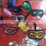 Party Mask With Sequins and Feathers Decoration Accessory