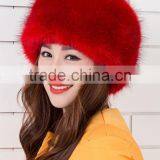 High-grade Winter/autumn Warm Thick Russia Mongolia Flat-topped Faux Fox Fur Hat thumbnail-3