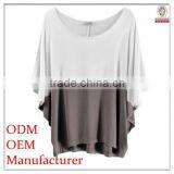 2014 Top Fahsion Plain Colour Round Collar Ladies Tops and Blouses With Batwing Sleeve thumbnail-1