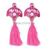 Fashion Rhinestone Gems With Long Colorful Tassel Alloy Earrings for Women thumbnail-6
