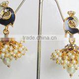 Peacock Pearl Gold Plated Dangler Jhumka EARRINGS thumbnail-2