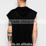 Men Logo Custom Oversized 100% Cotton Black Hooded T-shirt for Promotion thumbnail-2