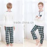 Small MOQ Cotton Boys Cute Pajama Set Knitted Long Sleeve Gingham Pant Children Sleepwear Printed Wicking Kids Weat Set thumbnail-2