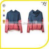 China Suppliers New Custom Fashion Men Contrast Two Color Pullover Oversized Distressed Hoodie With Embroidered Logo thumbnail-1