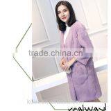 New Arrival Long Genuine Gray Rex Rabbit Fur Coat for Women Fashion Warm Real Fur Coats Plus Size Winter Jacket thumbnail-5