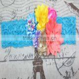 Wholesale Boutique Rosette Satin Newborn Baby Bridal Lace Headbands Handmade thumbnail-6