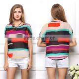 2017 Ladies Shirts Blouses Chiffon Women Short Sleeve Blouses thumbnail-5