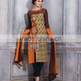 Brown Color With Embroidery Patches Blooming Grace Designer Semi Stitch Salwa Kameez thumbnail-1