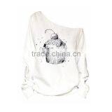 Latest White Off Shoulder Cake Print Sweatshirt for Women thumbnail-1