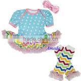 Baby Easter Blue Polka Dots Pink Chevron Tutu Romper Leg Warmers Party Dress Set NB-18M thumbnail-1