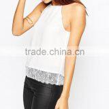 2016 Guangzhou Shandao Supplier New Arrivals Beautiful Summer Fashion Women Sexy Spaghetti Strap White Slim Lace Tops thumbnail-4