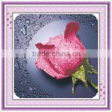 Custom Handmade Red Flower Pattern Embroidery Diamond Painting Cross Stitch Fabric Kit thumbnail-6