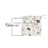 Cotton & Linen Cloth Jewelry Bags Drawstring Off-white Cat Pattern 16cm x 14cm thumbnail-2