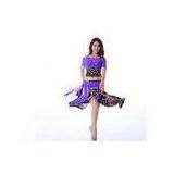 Grenadine Purple Black Belly Dance Performance Costumes , Hip Width 40cm