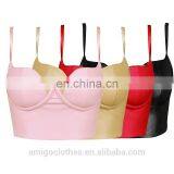 Amigo 2017 New Design Black Strap Sexy Leather Crop Top for Big Boobs Women thumbnail-1