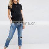 Women Black Clothes Tops Cotton/elastane Polo Tee Shirts Plain Cheap Wholesale thumbnail-4