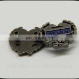 Zinc Alloy Small Metal Label for Jeans, Light Black Nickel Metal Label in Garment