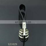 Black PU Leather Silver Metal Keychain Promotional Impressing Leather Keyring thumbnail-3